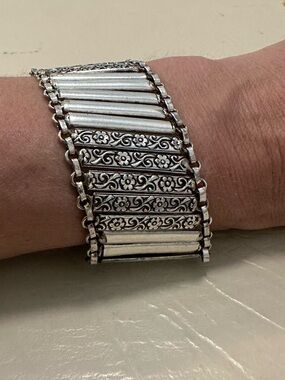 Indian wide cuff bracelet in German silver